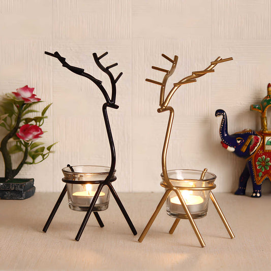 Deer Shaped Metal Tea Light Holder(Set of 2)